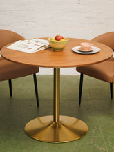 Load image into Gallery viewer, Light walnut Dining Table with gold base
