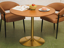 Load image into Gallery viewer, Light walnut Dining Table with gold base
