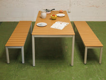 Load image into Gallery viewer, 3 Piece Outdoor Dining Set with Low-Maintenance Faux Wood Slats
