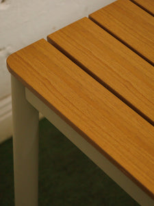 3 Piece Outdoor Dining Set with Low-Maintenance Faux Wood Slats