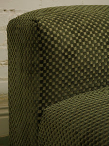 Olive Green Checker Loveseat