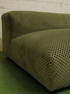 Olive Green Checker Loveseat