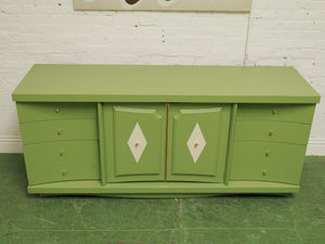 1950s avocado Green nine Drawer Dresser