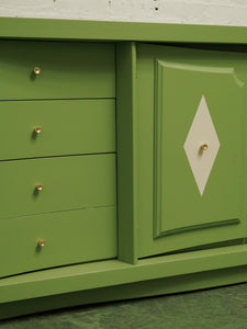1950s avocado Green nine Drawer Dresser