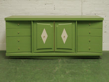 Load image into Gallery viewer, 1950s avocado Green nine Drawer Dresser
