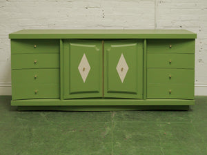 1950s avocado Green nine Drawer Dresser