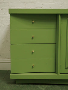 1950s avocado Green nine Drawer Dresser