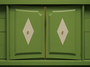 1950s avocado Green nine Drawer Dresser