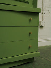 Load image into Gallery viewer, 1950s avocado Green Highboy Dresser
