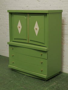 1950s avocado Green Highboy Dresser