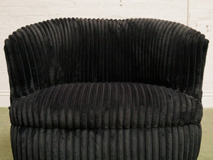 Wide Corduroy Vintage Black Club Chair