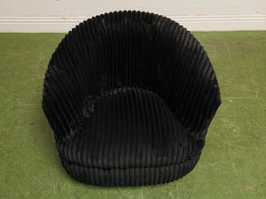 Wide Corduroy Vintage Black Club Chair
