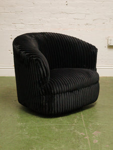 Wide Corduroy Vintage Black Club Chair