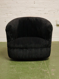 Wide Corduroy Vintage Black Club Chair