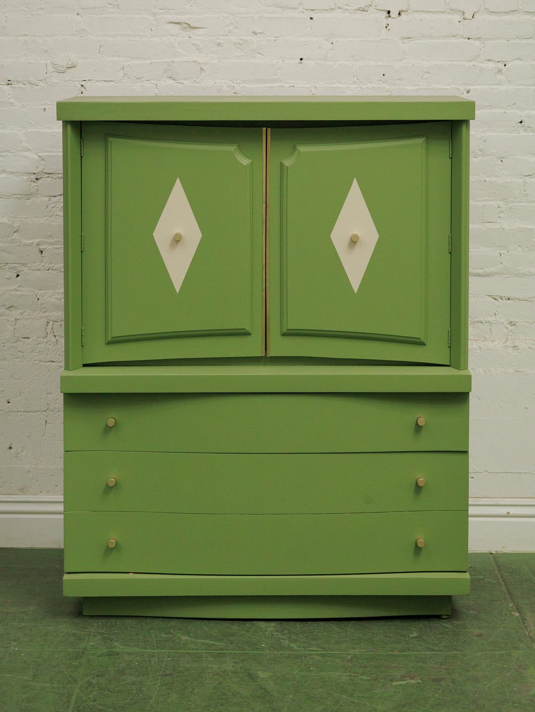 1950s avocado Green Highboy Dresser