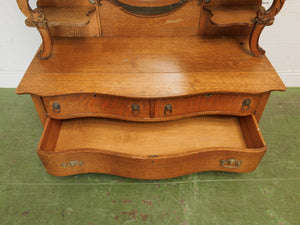 Tiger Oak French Antique Hutch
