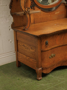 Tiger Oak French Antique Hutch