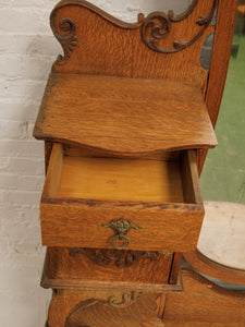 Tiger Oak French Antique Hutch
