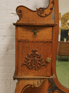 Tiger Oak French Antique Hutch