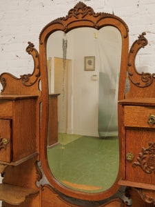 Tiger Oak French Antique Hutch