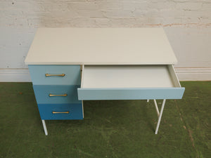 Single Pedestal 1960’s ombré blue desk