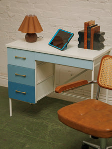 Single Pedestal 1960’s ombré blue desk