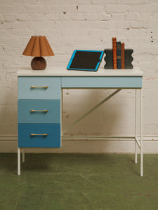 Single Pedestal 1960’s ombré blue desk