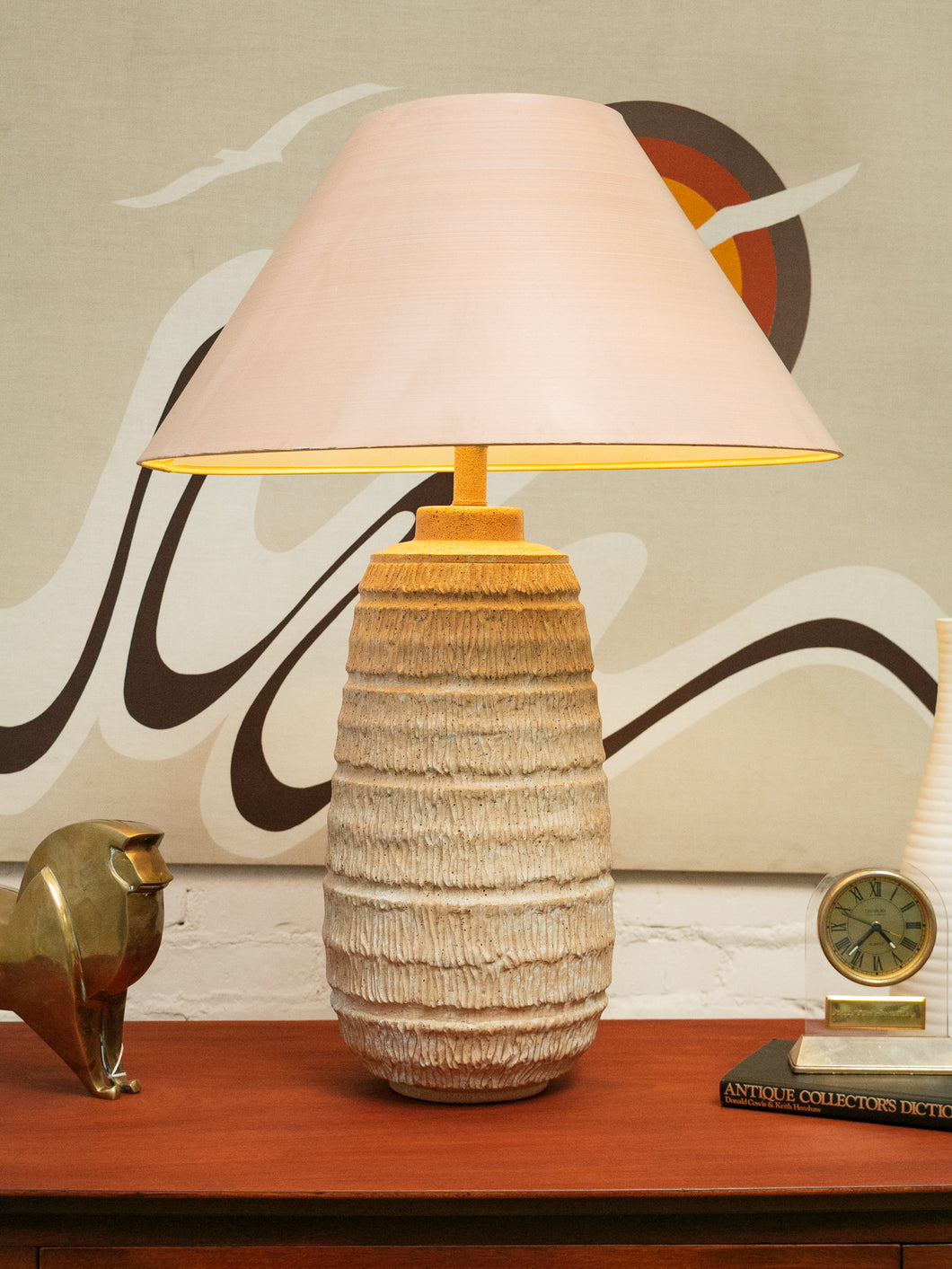 Textured Ceramic Table Lamp with Warm Neutral Shade