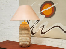 Load image into Gallery viewer, Textured Ceramic Table Lamp with Warm Neutral Shade

