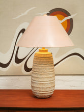 Load image into Gallery viewer, Textured Ceramic Table Lamp with Warm Neutral Shade
