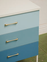 Load image into Gallery viewer, Three drawer ombré blue chest of drawers
