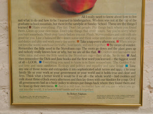 AlI really need to know I learned in kindergarten poster