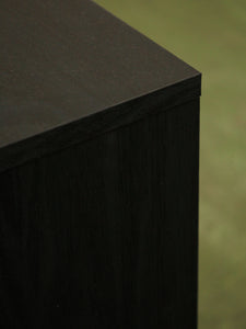 Pair of Black and Rattan Nightstands