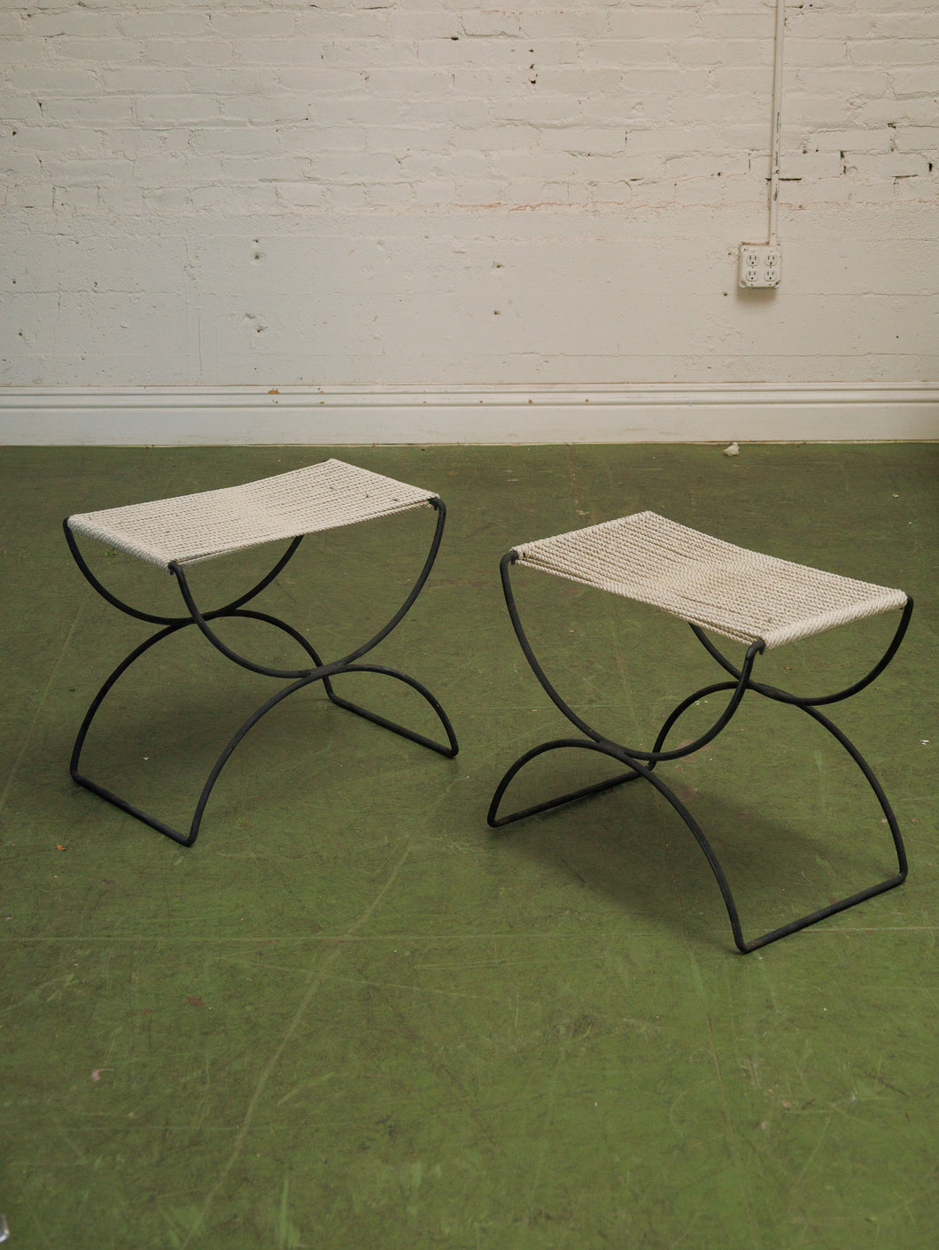 Vintage mid-century Corded outdoor stools