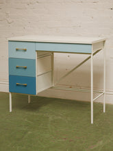 Load image into Gallery viewer, Single Pedestal 1960’s ombré blue desk
