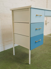 Load image into Gallery viewer, Single Pedestal 1960’s ombré blue desk
