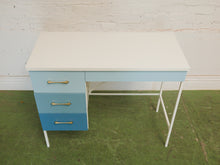 Load image into Gallery viewer, Single Pedestal 1960’s ombré blue desk
