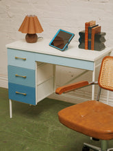 Load image into Gallery viewer, Single Pedestal 1960’s ombré blue desk
