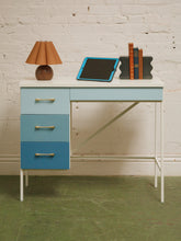 Load image into Gallery viewer, Single Pedestal 1960’s ombré blue desk
