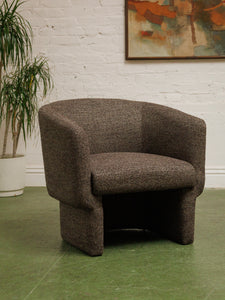 Tweed Brown Barrel Chair