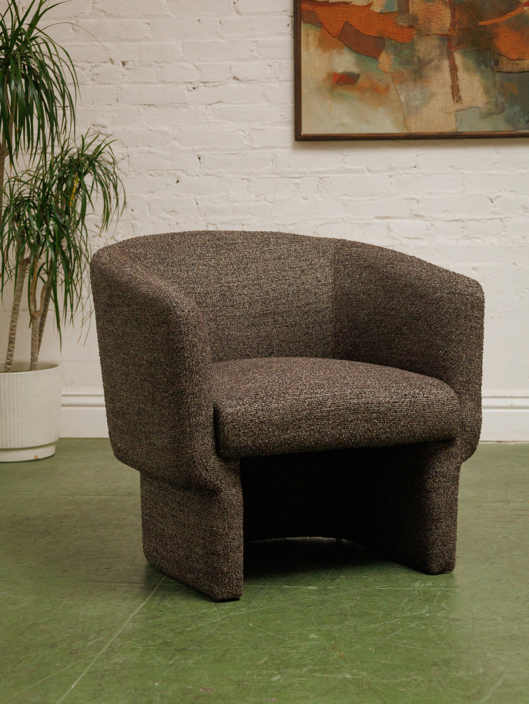 Tweed Brown Barrel Chair