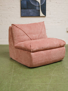 Stitched Dusty Pink Chair and Ottoman