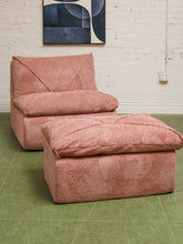 Load image into Gallery viewer, Stitched Dusty Pink Chair and Ottoman
