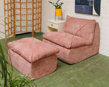 Load image into Gallery viewer, Stitched Dusty Pink Chair and Ottoman
