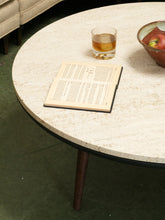 Load image into Gallery viewer, Travertine Round Vintage Coffee Table
