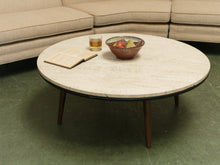 Load image into Gallery viewer, Travertine Round Vintage Coffee Table
