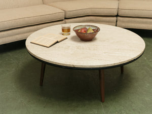Travertine Round Vintage Coffee Table