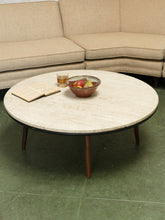 Load image into Gallery viewer, Travertine Round Vintage Coffee Table
