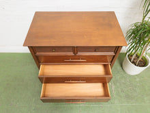 Load image into Gallery viewer, Rattan front Walnut Highboy Dresser 5 drawer
