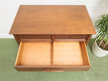 Load image into Gallery viewer, Rattan front Walnut Highboy Dresser 5 drawer
